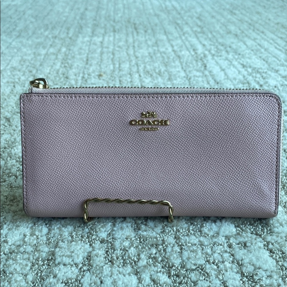 Coach Pale Pink Pebbled Leather Wallet